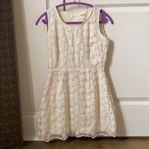 Cream mini dress with floral overlay